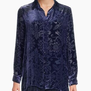 Johnny Was

Jade Misty Velvet Button-Up Shirt Sapphire Blue Petite Small NWT